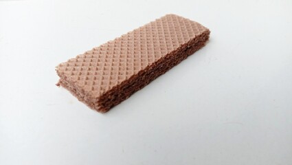 wafer with chocolate,Landscape photo of a chocolate wafer with white background isolated,chocolate wafer with sweet taste