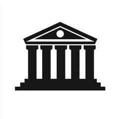 Black silhouette of a classical building with columns representing ancient architecture and historical significance