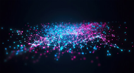 Digital background perfect for tech processes, neural networks, artificial intelligence, data transfer and encryption, digital archives, sound and graphic presentations, science, education, etc.