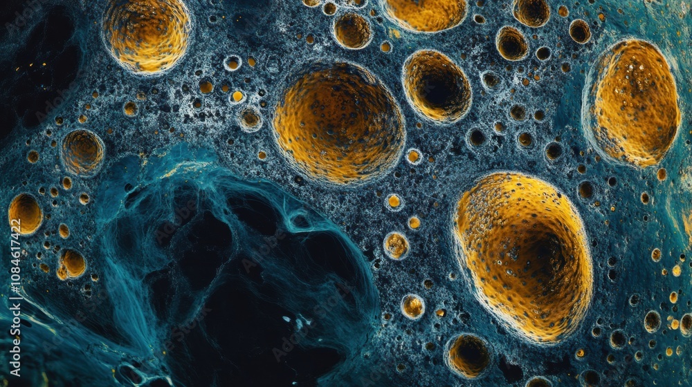 Fototapete this view reveals colorful cells and structures, highlighting their intricate patterns and vibrant h