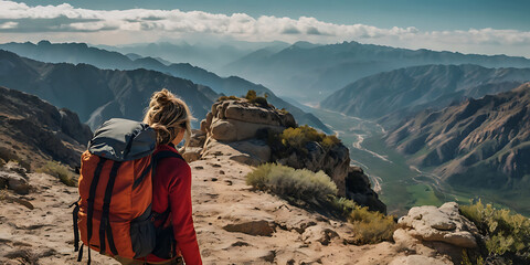 Fototapeta premium Adventure travel photography in diverse travel destinations, created by Generative AI