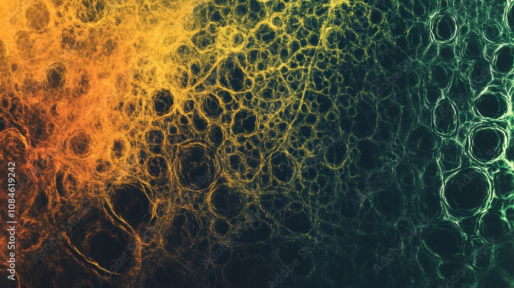 Poster this visual displays a colorful arrangement of cells and their intricate networks at a microscopic l