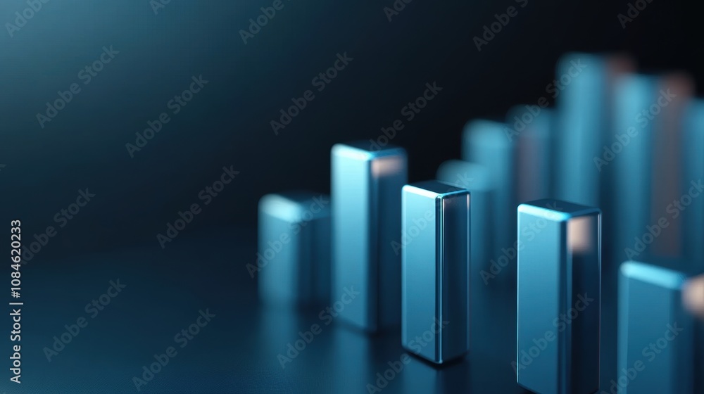 Aufkleber abstract glowing blue rectangular bars arranged in a staggered pattern on a dark background.