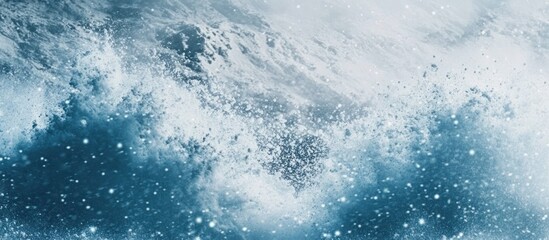 Fototapeta premium Abstract Background with White Snowflakes on a Blue Water Surface