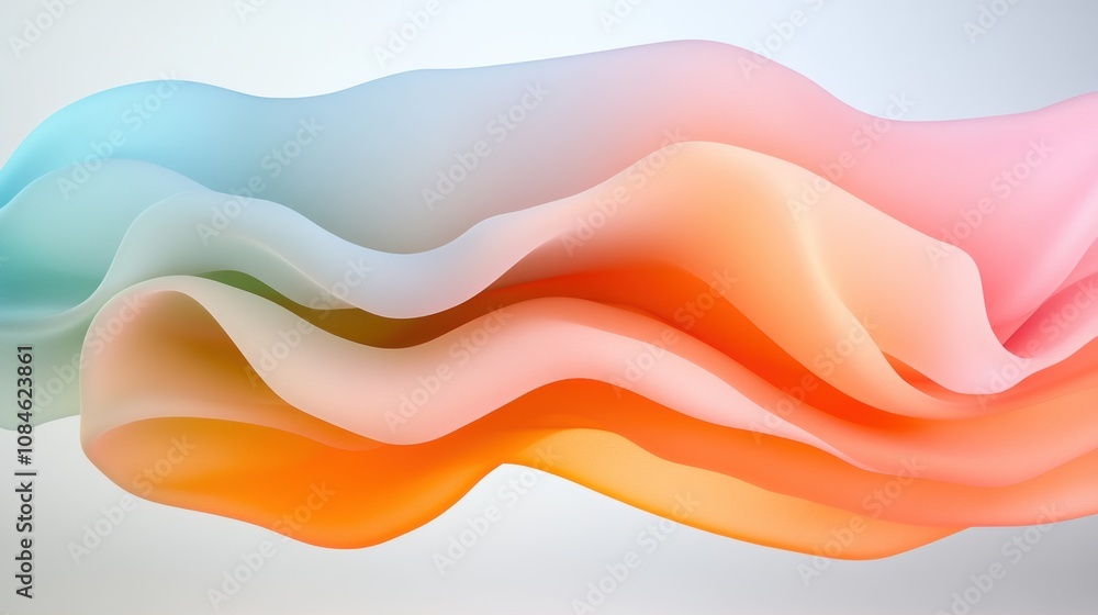 Aufkleber abstract pastel-colored wave shapes in fluid motion. smooth gradient texture background for design