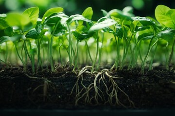 Close-up of plant roots in a hydroponic system