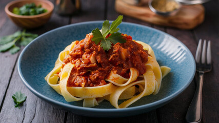 Tagliatelle al Rag�: Fresh, ribbon-like pasta served with a rich, slow-cooked meat sauce.
