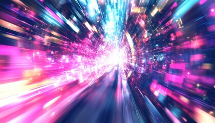 Obraz premium Abstract Tunnel of Vibrant Pink, Blue, and White Light Streaks