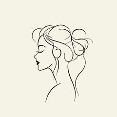 Elegant style, with cartoon-like profile, the profile of the girl's head is simplified and stylized in an abstract form