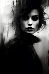 Elegant Woman in Motion, Black and White Urban Scene