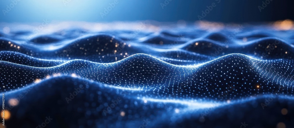 Aufkleber abstract digital landscape with illuminated network mesh