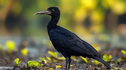 Obraz premium a black bird with a long beak