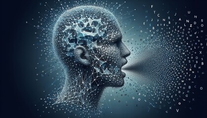 A digital mind speaking volumes, connecting the dots of human thought.