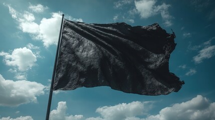 a black flag on a pole