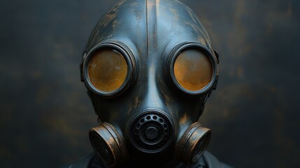 a black gas mask with goggles