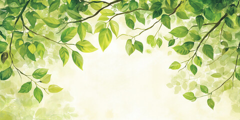 Obraz premium Green leaves on white with copy space