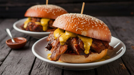 South Carolina-style barbecue - Pork barbecue with mustard-based sauce, smoked slowly.