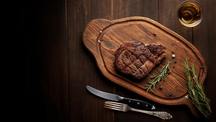 steak knife on a wooden background