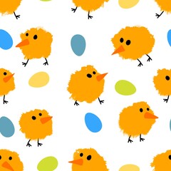 Easter chicken seamless birds pattern for wrapping paper and fabrics