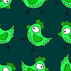 Easter chicken seamless birds pattern for wrapping paper and fabrics