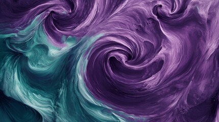 Fototapeta premium Abstract swirling patterns in shades of purple and teal create a mesmerizing visual effect, reminiscent of fluid art