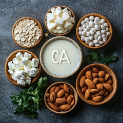 Fototapeta premium Calcium-Rich Foods: A Nutritional Guide for Healthy Bones