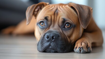 Obraz premium a dog lying down on the floor