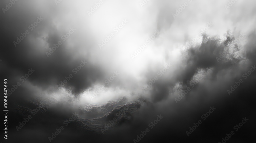 Poster a captivating otherworldly landscape shrouded in a veil of mysterious mist and turbulent foreboding 