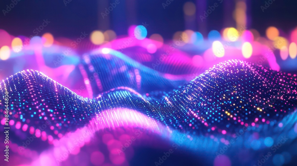 Poster 3d rendering. ai signals. looped abstract background. multicolor flash. a neural network concept. dr