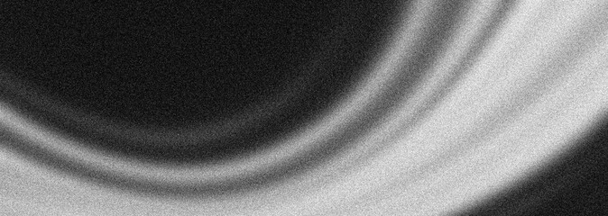 Light gray glowing wave on black background grainy texture abstract banner design