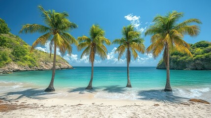 Obraz premium a group of palm trees on an island