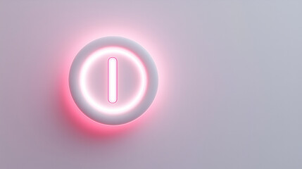 Przycisk mocy w nowoczesnym stylu neomorfizmu, wyróżniający się delikatnymi, miękkimi cieniami na białym tle. 