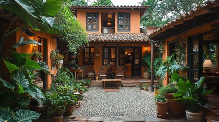 Obraz premium a house with plants on the ground