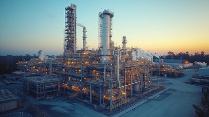 Naklejka premium a large industrial plant with pipes and towers