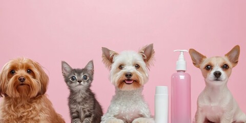 Pet Grooming Salon with Pets Being Pampered