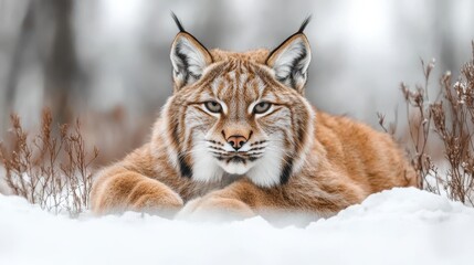 Fototapeta premium a lynx sitting on a white background