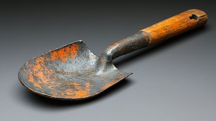 a metal shovel with a wooden handle