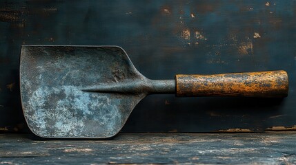 a metal shovel with a wooden handle