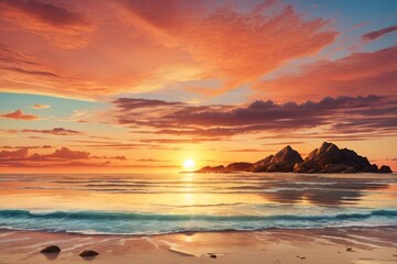 Sunset Landscape Background, Sunset Scenery Wallpaper, Sunset Background, Beautiful Sunset Wallpaper, Nature Wallpaper, Sunrise Wallpaper, AI Generative