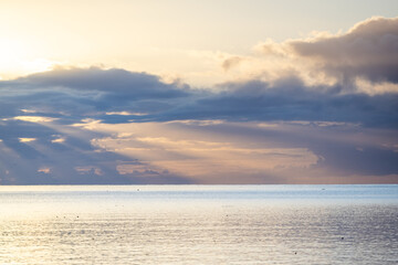 Fototapeta premium Serene Sunrise Over Victoria's Ocean on Vancouver Island, BC
