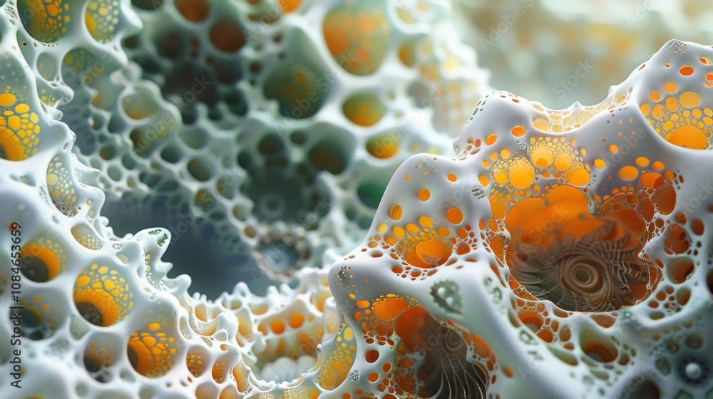 Poster abstract 3d rendering of a swirling, textured, and colorful surface.