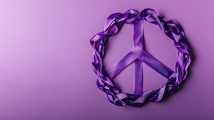 Fototapeta premium Purple cloth peace symbol on purple background