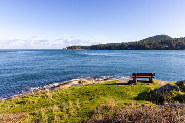 Scenic View of Ocean and Island from Galiano Island, BC
