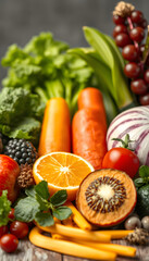 Selection of food to boost immune system - healthy, rich in vitamin and antioxidants, copy space isolated with white highlights, png