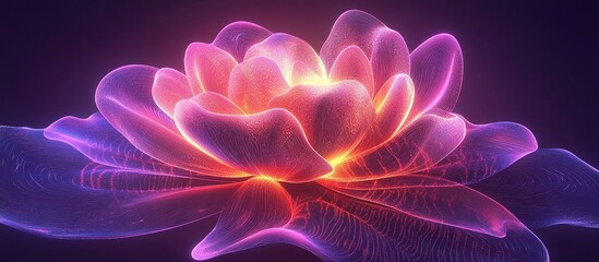 Obraz premium A vibrant, glowing lotus flower with ethereal colors and a serene background.