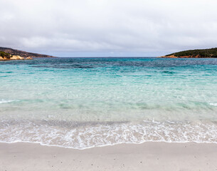 Caprera Island, Italy. Emerald Blue Mediterranean sea touches coast of Caprera island in Maddalena archipelago near Sardinia. Awesome background.