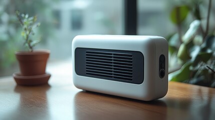 a white and black rectangular object with a vent