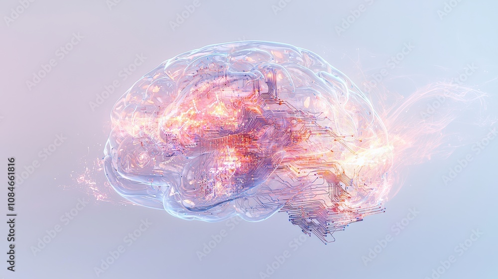 Poster innovative brain technology concept digital art creation abstract environment futuristic viewpoint n