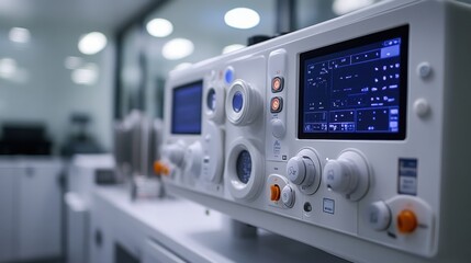 a white machine with buttons and a screen
