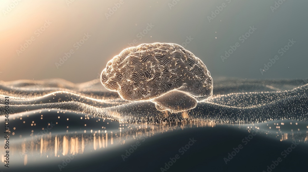Poster exploring neural connections abstract brain visualization digital art futuristic landscape conceptua